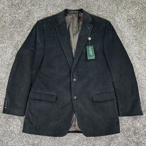 NEW Lauren Ralph Lauren Black Corduroy Sports Coat Mens 44L Paisley Lined